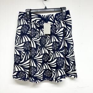 Corey Lynn Calter Womens Blue Cream Abstract Floral A Line Skirt Size M NWT